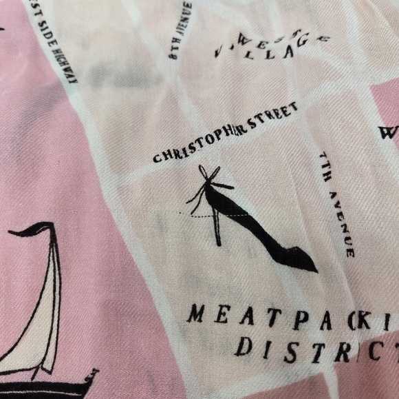 KATE SPADE NEW YORK MANHATTAN MAP OBLONG SCARF PINK & BLACK WOMEN OS *FLAWED* - Picture 8 of 16